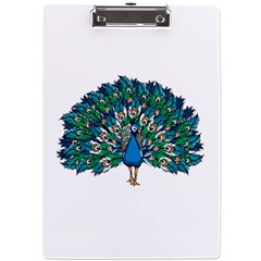 Peacock T-shirtwhite Look Calm Peacock 10 T-shirt A4 Acrylic Clipboard by EnriqueJohnson