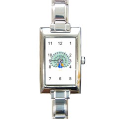 Peacock T-shirtwhite Look Calm Peacock 28 T-shirt (1) Rectangle Italian Charm Watch