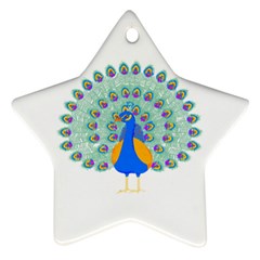 Peacock T-shirtwhite Look Calm Peacock 28 T-shirt (1) Ornament (star) by EnriqueJohnson