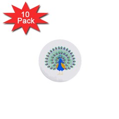 Peacock T-shirtwhite Look Calm Peacock 28 T-shirt (1) 1  Mini Buttons (10 pack) 