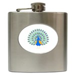 Peacock T-shirtwhite Look Calm Peacock 28 T-shirt (1) Hip Flask (6 oz) Front