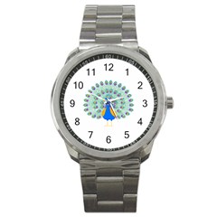 Peacock T-shirtwhite Look Calm Peacock 28 T-shirt (1) Sport Metal Watch