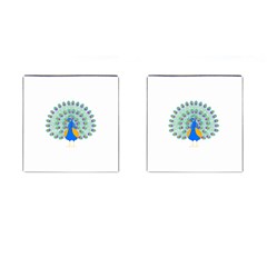 Peacock T-shirtwhite Look Calm Peacock 28 T-shirt (1) Cufflinks (Square)