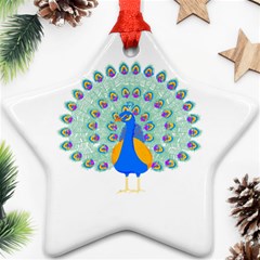 Peacock T-shirtwhite Look Calm Peacock 28 T-shirt (1) Star Ornament (Two Sides)