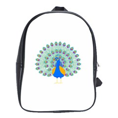 Peacock T-shirtwhite Look Calm Peacock 28 T-shirt (1) School Bag (Large)