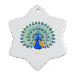 Peacock T-shirtwhite Look Calm Peacock 28 T-shirt (1) Ornament (snowflake) by EnriqueJohnson