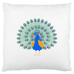 Peacock T-shirtwhite Look Calm Peacock 28 T-shirt (1) Large Cushion Case (two Sides) by EnriqueJohnson