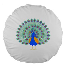 Peacock T-shirtwhite Look Calm Peacock 28 T-shirt (1) Large 18  Premium Round Cushions