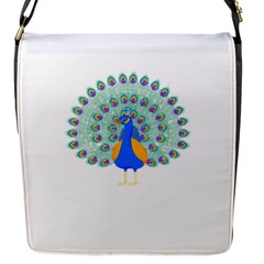 Peacock T-shirtwhite Look Calm Peacock 28 T-shirt (1) Flap Closure Messenger Bag (S)