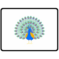 Peacock T-shirtwhite Look Calm Peacock 28 T-shirt (1) Two Sides Fleece Blanket (Large)