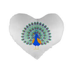 Peacock T-shirtwhite Look Calm Peacock 28 T-shirt (1) Standard 16  Premium Flano Heart Shape Cushions