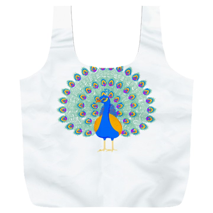 Peacock T-shirtwhite Look Calm Peacock 28 T-shirt (1) Full Print Recycle Bag (XXL)