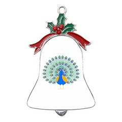 Peacock T-shirtwhite Look Calm Peacock 28 T-shirt (1) Metal Holly Leaf Bell Ornament