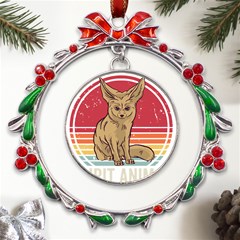 Fennec Fox T- Shirt Fennec Fox Is My Spirit Animal T- Shirt Metal X mas Wreath Ribbon Ornament by ZUXUMI