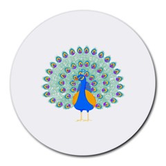 Peacock T-shirtwhite Look Calm Peacock 28 T-shirt (1) Round Mousepad by EnriqueJohnson