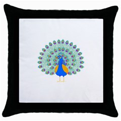 Peacock T-shirtwhite Look Calm Peacock 28 T-shirt (1) Throw Pillow Case (black) by EnriqueJohnson