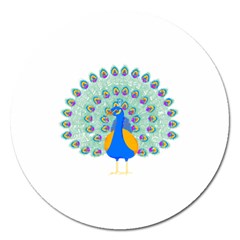 Peacock T-shirtwhite Look Calm Peacock 28 T-shirt (1) Magnet 5  (round) by EnriqueJohnson