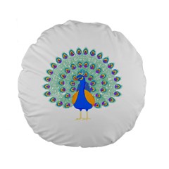 Peacock T-shirtwhite Look Calm Peacock 28 T-shirt (1) Standard 15  Premium Round Cushions by EnriqueJohnson