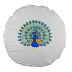 Peacock T-shirtwhite Look Calm Peacock 28 T-shirt (1) Large 18  Premium Flano Round Cushions by EnriqueJohnson