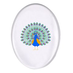 Peacock T-shirtwhite Look Calm Peacock 28 T-shirt (1) Oval Glass Fridge Magnet (4 Pack) by EnriqueJohnson