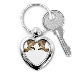 Peeking Cat T-shirtpeeking Cute Cat T-shirt Key Chain (heart) by EnriqueJohnson