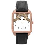 Peeking Cat T-shirtpeeking Cute Cat T-shirt Rose Gold Leather Watch  Front