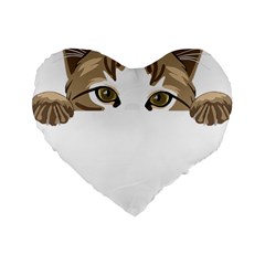 Peeking Cat T-shirtpeeking Cute Cat T-shirt Standard 16  Premium Flano Heart Shape Cushions by EnriqueJohnson