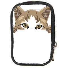 Peeking Cat T-shirtpeeking Cute Cat T-shirt Compact Camera Leather Case by EnriqueJohnson