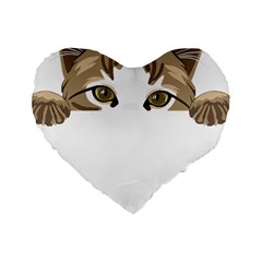 Peeking Cat T-shirtpeeking Cute Cat T-shirt Standard 16  Premium Heart Shape Cushions by EnriqueJohnson