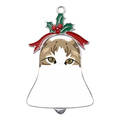 Peeking Cat T-shirtpeeking Cute Cat T-shirt Metal Holly Leaf Bell Ornament