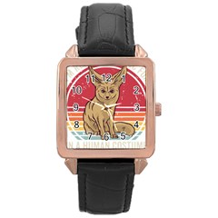 Fennec Fox T- Shirt Im Really A Fennec Fox T- Shirt Rose Gold Leather Watch  by ZUXUMI