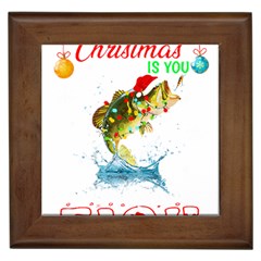 Fishing T- Shirt Fishing Christmas T- Shirt Framed Tile by ZUXUMI