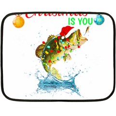 Fishing T- Shirt Fishing Christmas T- Shirt Two Sides Fleece Blanket (mini) by ZUXUMI