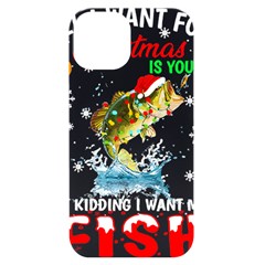 Fishing T- Shirt Fishing Christmas T- Shirt Iphone 14 Black Uv Print Case by ZUXUMI