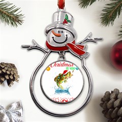 Fishing T- Shirt Fishing Christmas T- Shirt Metal Snowman Ornament by ZUXUMI