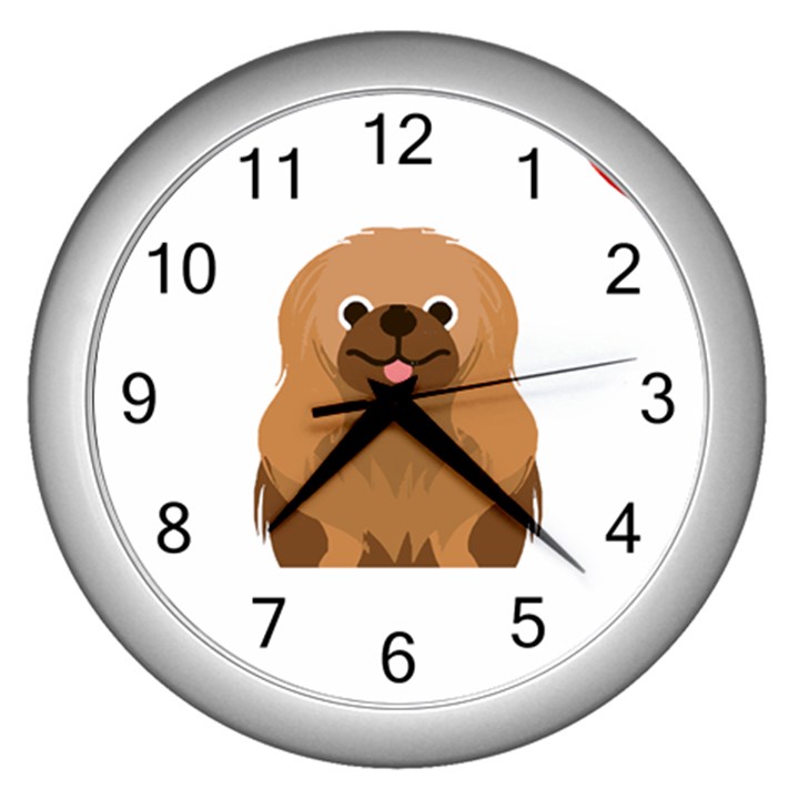 Pekingese T-shirtsteal Your Heart Pekingese 01 T-shirt Wall Clock (Silver)