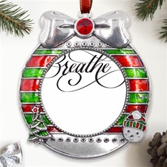 Breathe T- Shirt Breathe T- Shirt (1) Metal X mas Ribbon With Red Crystal Round Ornament by JamesGoode