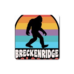 Breckenridge T- Shirt Breckenridge Colorado Bigfoot Sasquatch Retro Sunset T- Shirt Square Magnet by JamesGoode