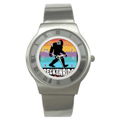 Breckenridge T- Shirt Breckenridge Colorado Bigfoot Sasquatch Retro Sunset T- Shirt Stainless Steel Watch by JamesGoode