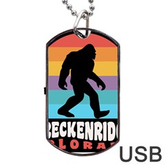 Breckenridge T- Shirt Breckenridge Colorado Bigfoot Sasquatch Retro Sunset T- Shirt Dog Tag Usb Flash (two Sides) by JamesGoode