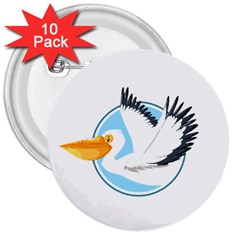 Pelican T-shirtwhite Look Calm Pelican 08 T-shirt (1) 3  Buttons (10 Pack)  by EnriqueJohnson