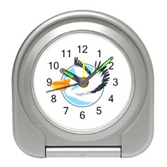 Pelican T-shirtwhite Look Calm Pelican 08 T-shirt (1) Travel Alarm Clock by EnriqueJohnson