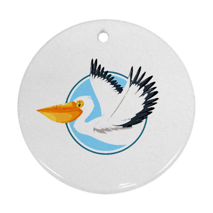 Pelican T-shirtwhite Look Calm Pelican 08 T-shirt (1) Round Ornament (Two Sides)