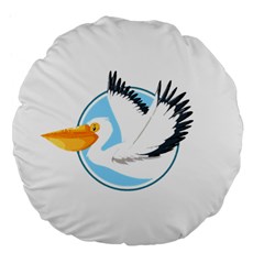 Pelican T-shirtwhite Look Calm Pelican 08 T-shirt (1) Large 18  Premium Flano Round Cushions by EnriqueJohnson