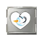 Pelican T-shirtwhite Look Calm Pelican 08 T-shirt Mega Link Heart Italian Charm (18mm) Front