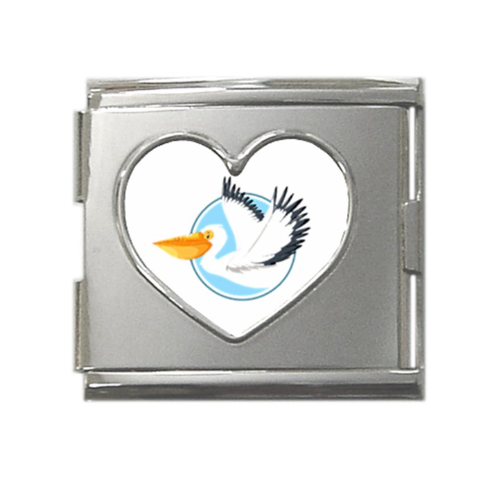 Pelican T-shirtwhite Look Calm Pelican 08 T-shirt Mega Link Heart Italian Charm (18mm)