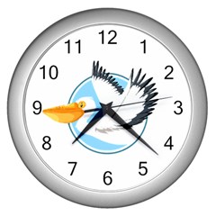 Pelican T-shirtwhite Look Calm Pelican 08 T-shirt Wall Clock (silver) by EnriqueJohnson