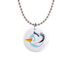 Pelican T-shirtwhite Look Calm Pelican 08 T-shirt 1  Button Necklace by EnriqueJohnson