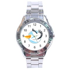 Pelican T-shirtwhite Look Calm Pelican 08 T-shirt Stainless Steel Analogue Watch by EnriqueJohnson