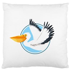 Pelican T-shirtwhite Look Calm Pelican 08 T-shirt Large Premium Plush Fleece Cushion Case (one Side) by EnriqueJohnson